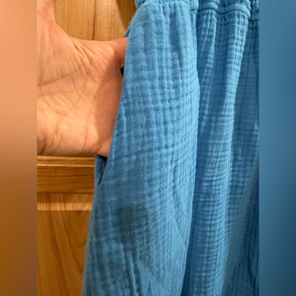 Michael Stars Josephine Blue Sleeveless Cotton Gauze Mini Above the Knee Dress - Picture 8 of 14